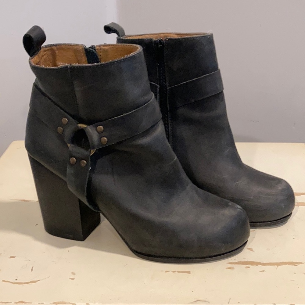 Jeffrey Campbell black leather ankle booties